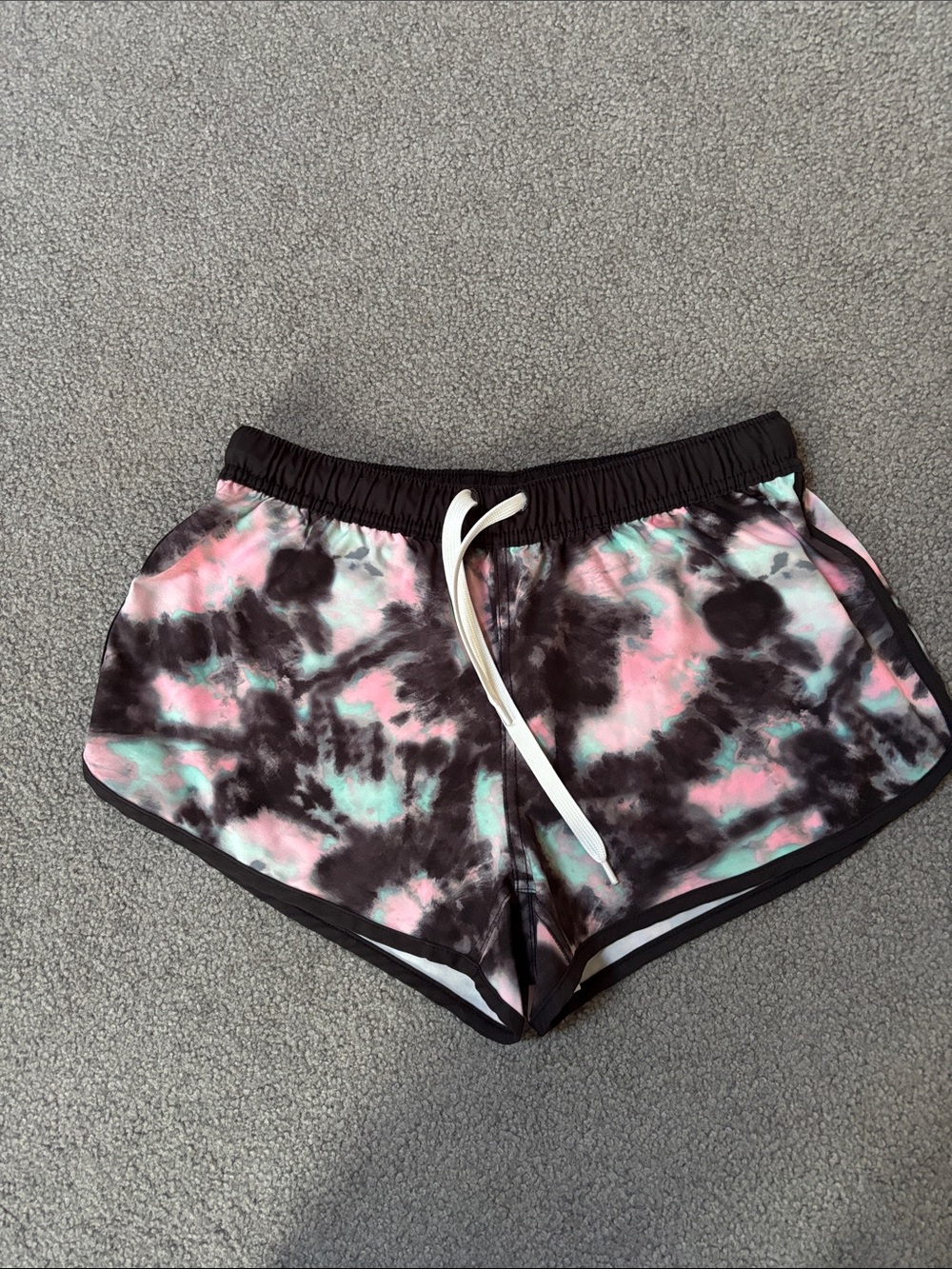 Tie-Dye Athletic Shorts for Women - Pink, Mint & Black